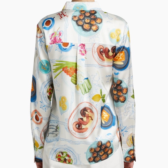 Lingua Franca  Lampi Graphic Silk Shirt - Picture 3 of 11